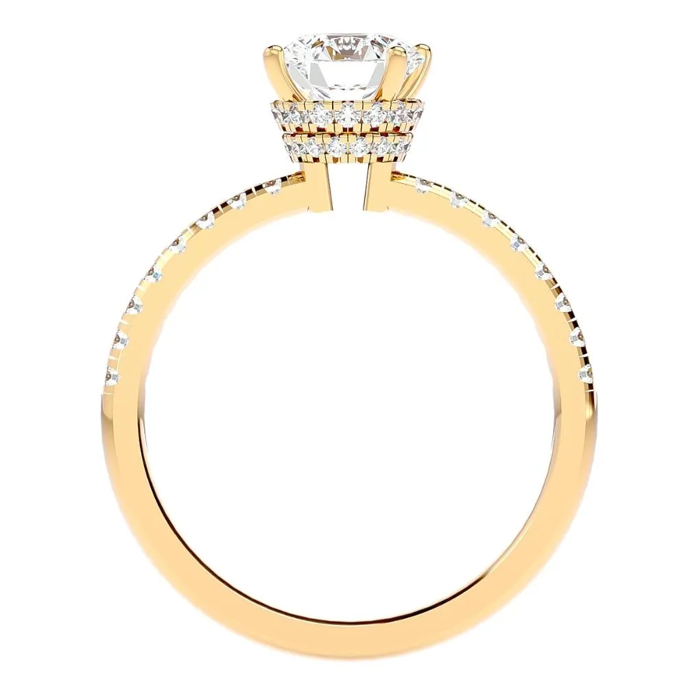 1.5 Ct Moissanite and Diamond Halo Engagement Ring in White, Yellow, or Rose Gold