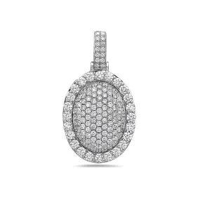 14K White Gold Oval Pendant - Men's Jewelry with 3.25 CT Diamonds