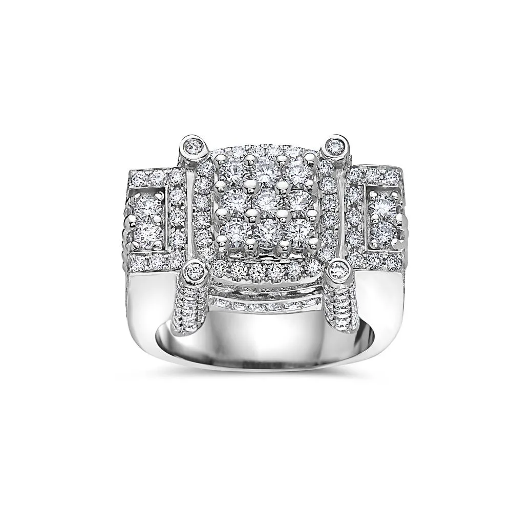 14K White Gold Ring for Men with 4.78 CT Diamonds