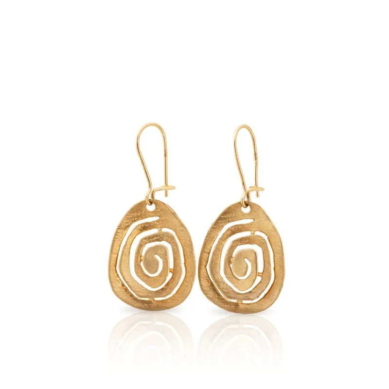 14K Yellow Gold Spiral Dangle Earrings