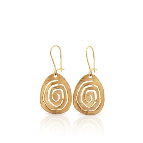 14K Yellow Gold Spiral Dangle Earrings