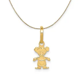 14k Yellow Gold Polished Necklace featuring a Little Girl Pendant (7mm)