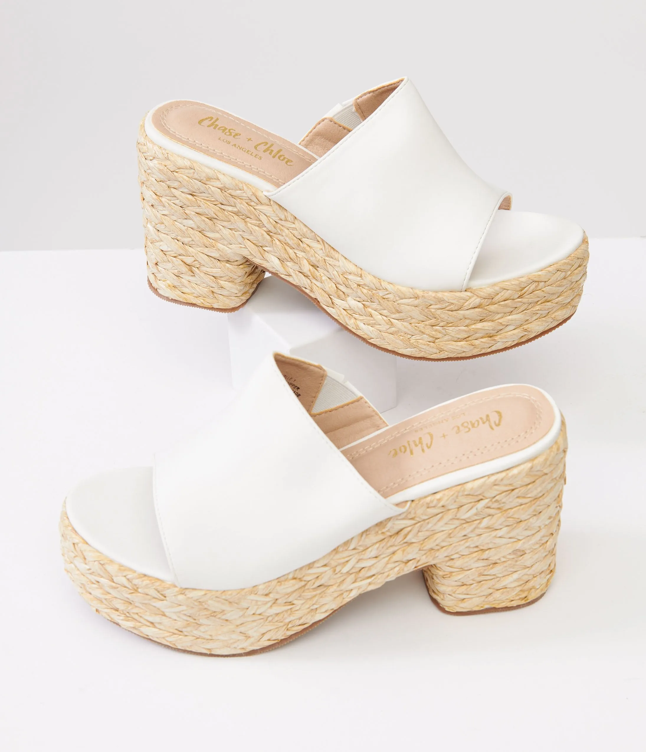 1970s White Platform Woven Sandals - Retro Vintage Heeled Shoes