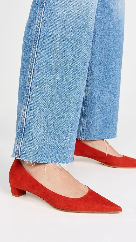 AEYDE   Judi Kid Suede Leather Red Pumps 