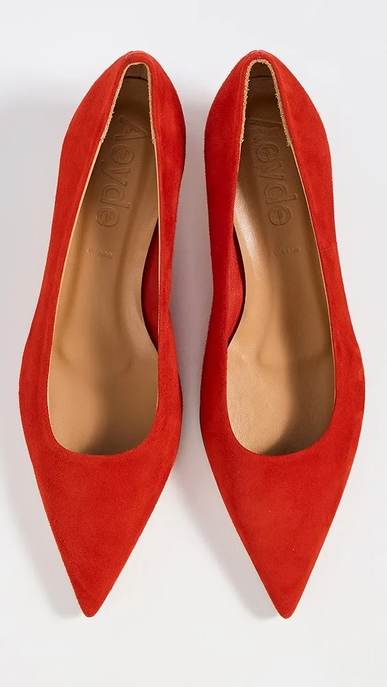 AEYDE   Judi Kid Suede Leather Red Pumps 