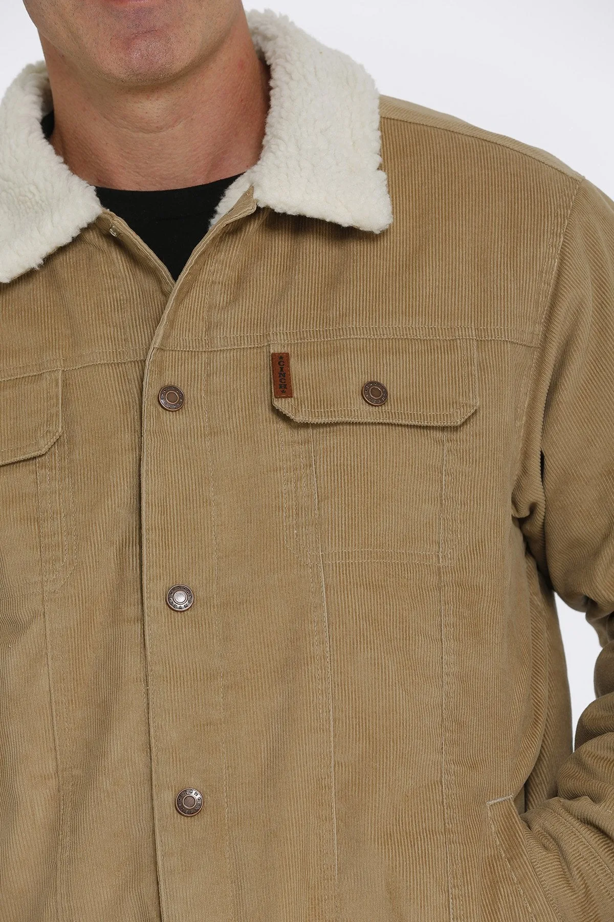 Men's Khaki Corduroy Jacket with Hidden Closure - Limited Stock