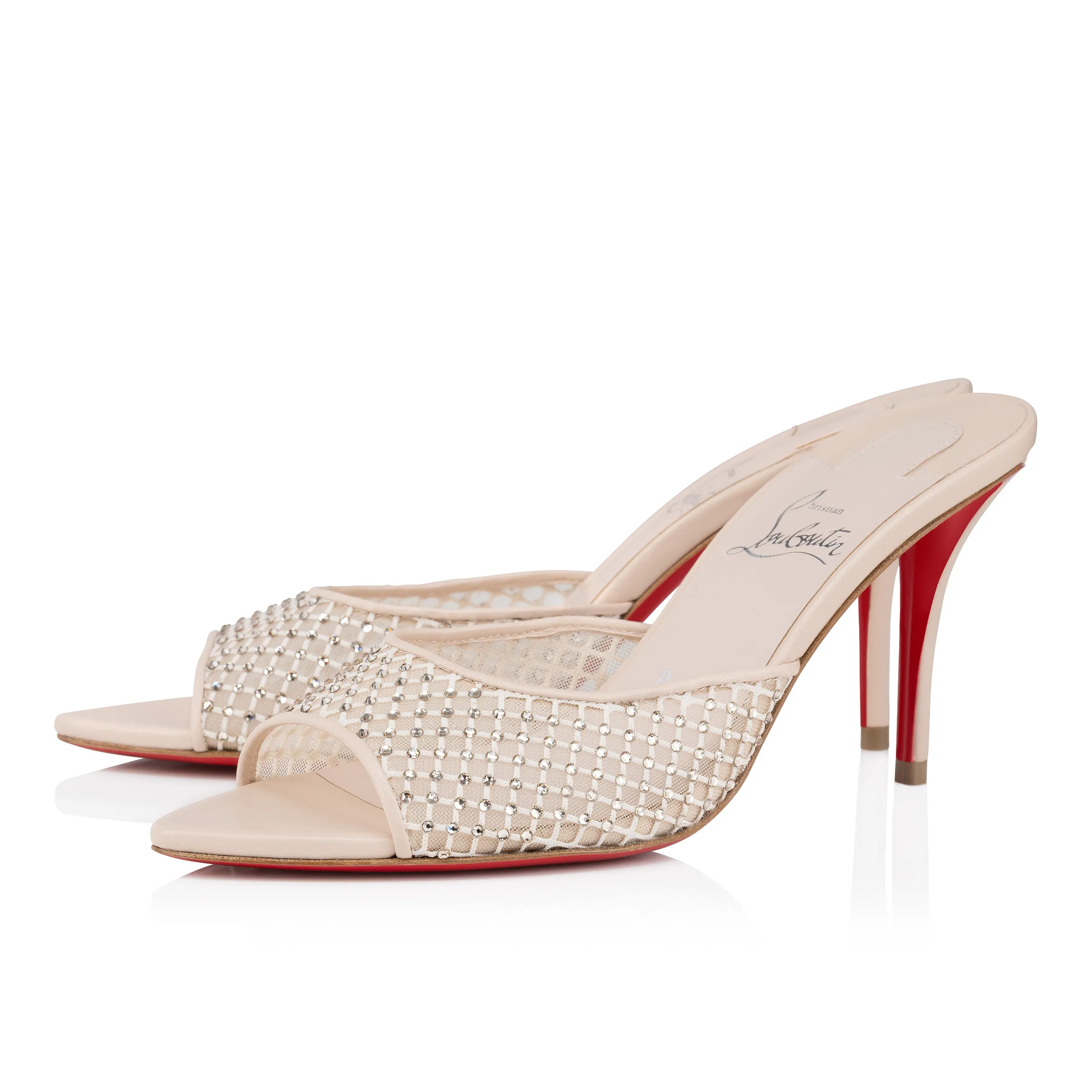 Apostropha Mule Mesh Strass 80 mm Mules - Mesh, nappa leather and strass - Leche - Women