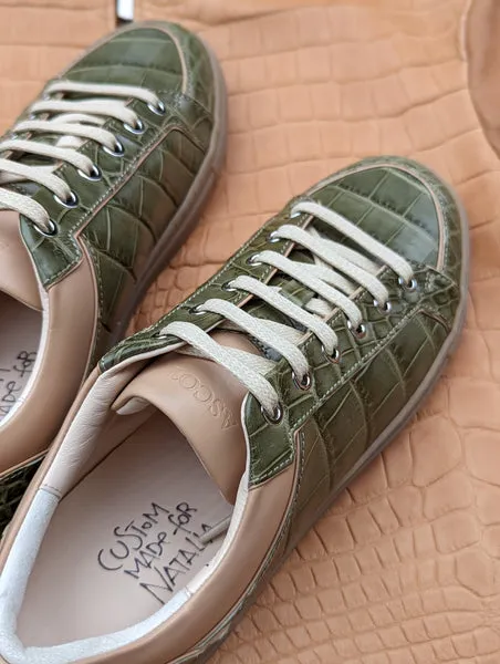 Ascot Sneakers - Green Crocodile