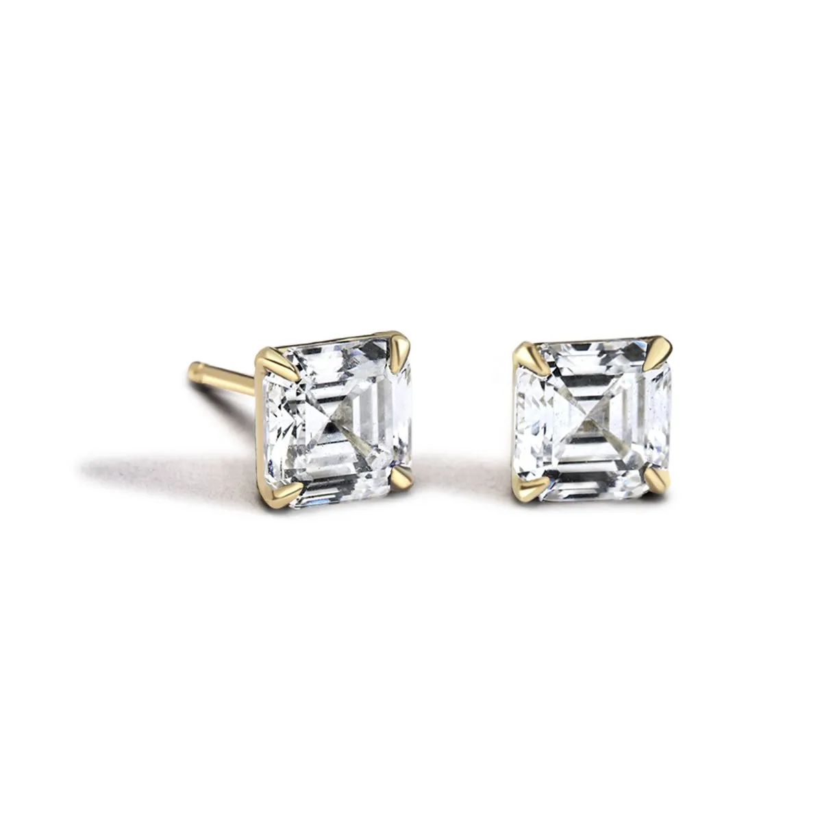 Asscher Prong-Set Diamond Stud Mount