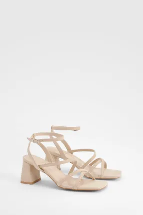 Asymmetric Strappy Low Block Heels