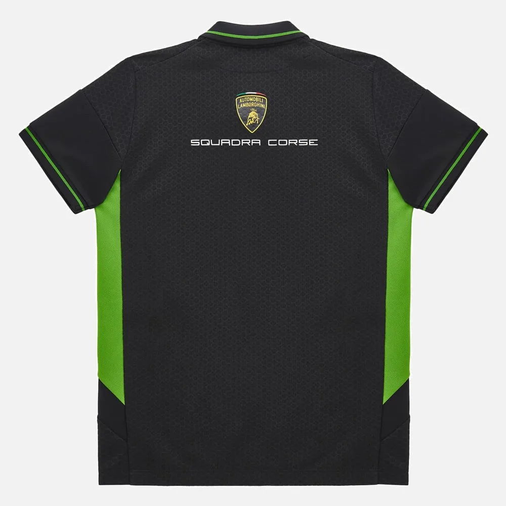 Automobili lamborghini squadra corse kid's black polo shirt