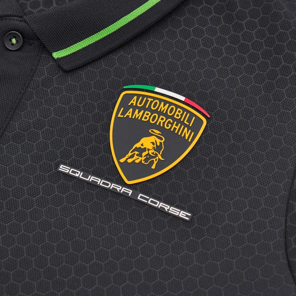 Automobili lamborghini squadra corse kid's black polo shirt