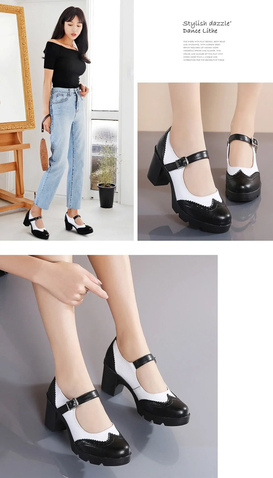 Autumn Black Leather High Heel Shoes for Women