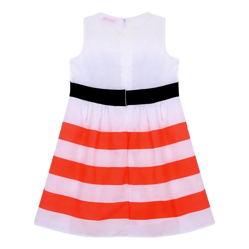 Baby Girls Flower Stripes Sleeveless Dress Toddler Kid One-piece High Waist DressesSM6