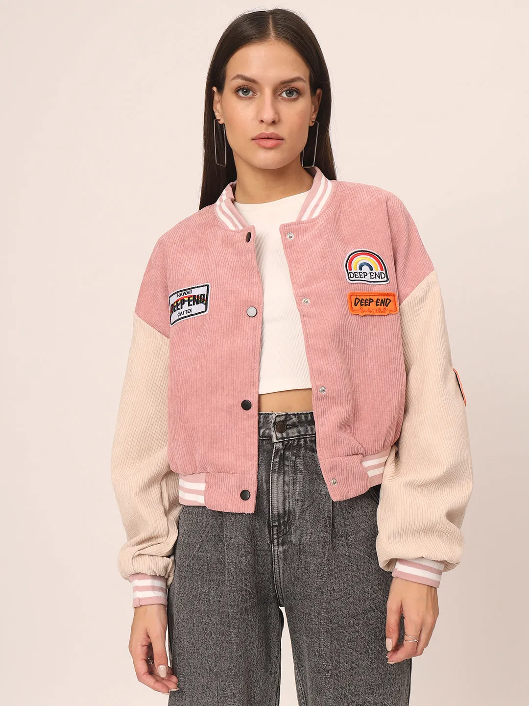 Baggy Varsity Jacket-Pink