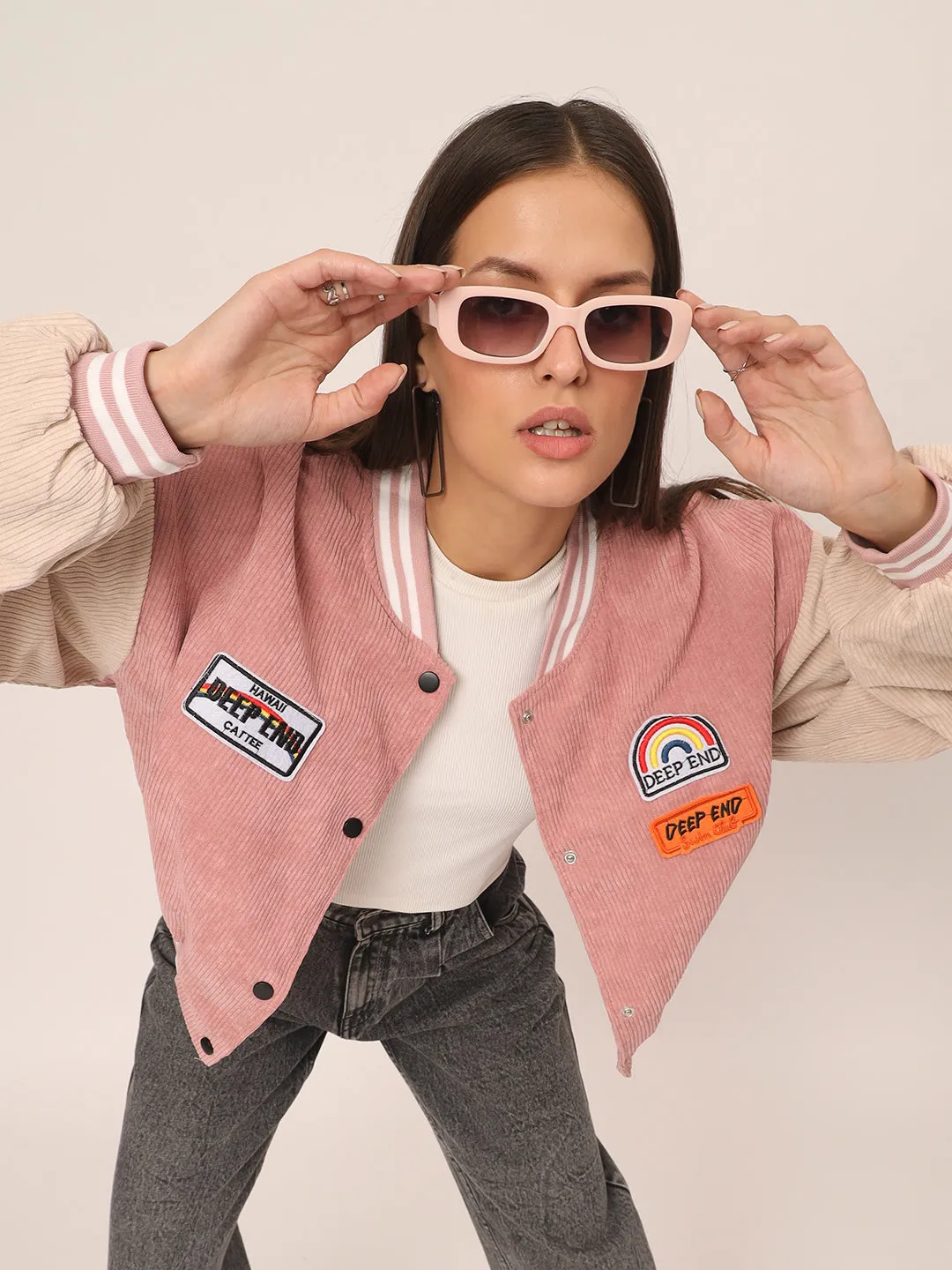 Baggy Varsity Jacket-Pink