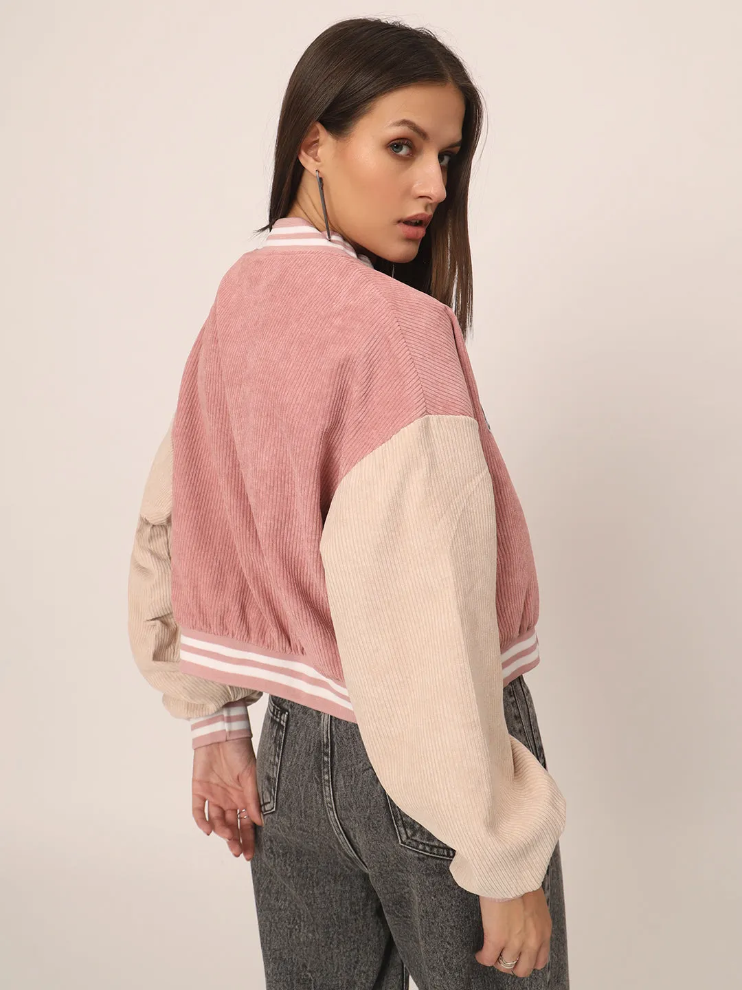 Baggy Varsity Jacket-Pink