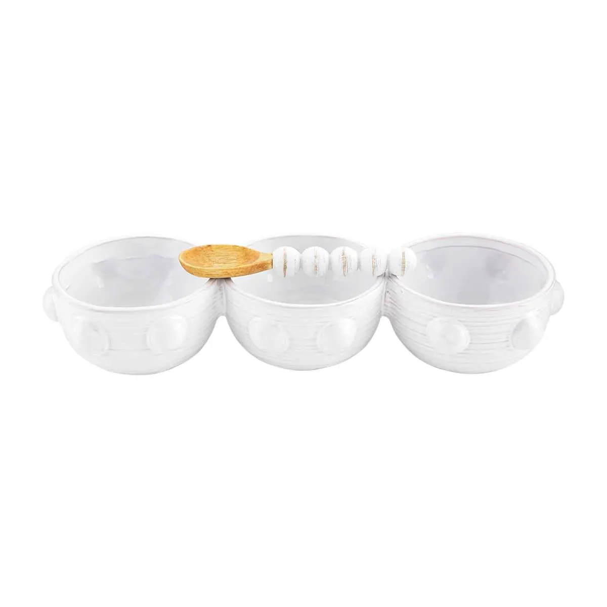 Beaded Triple Dip Set: Handmade Ceramic Tableware for Entertaining