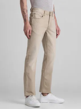 Beige Mid Rise Clark Regular Fit Jeans