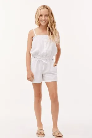 Bella Dahl White Ruffle Short with Button Front