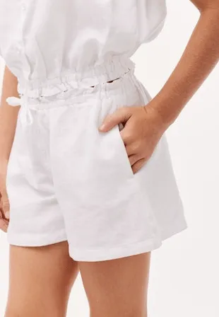 Bella Dahl White Ruffle Short with Button Front