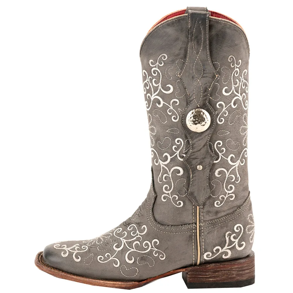 Bella Square Toe Embrodered Cowboy Boots