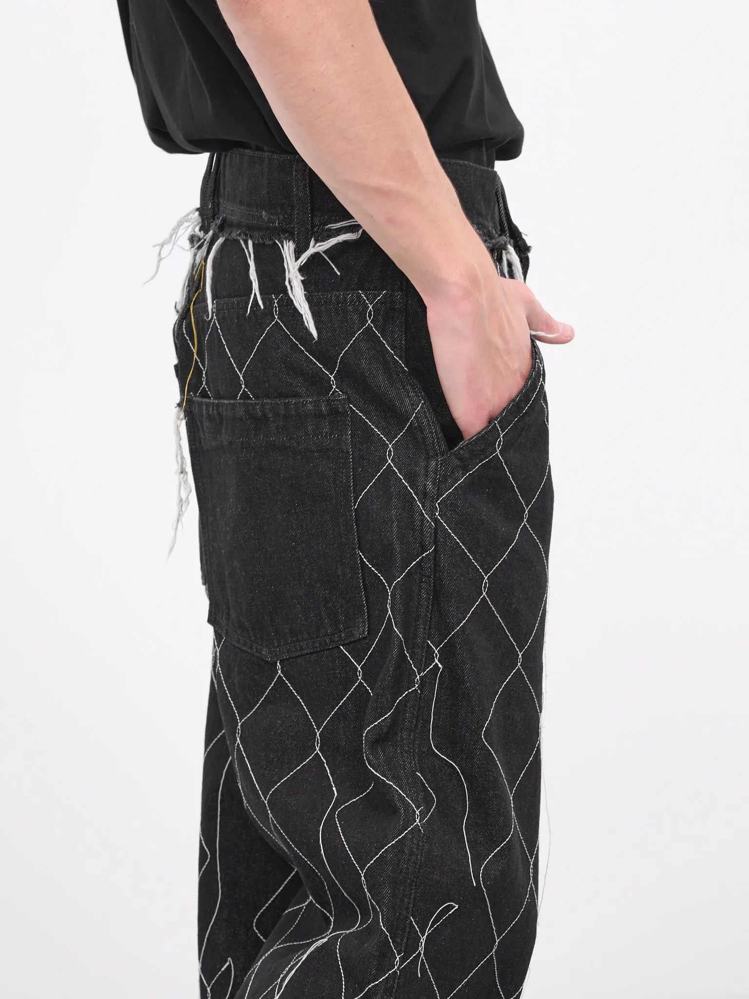 Big Fit Chain Link Denim Trousers (P001-WASHED-BLACK)