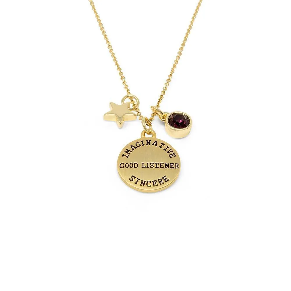 February Birthstone Gold Plated Necklace