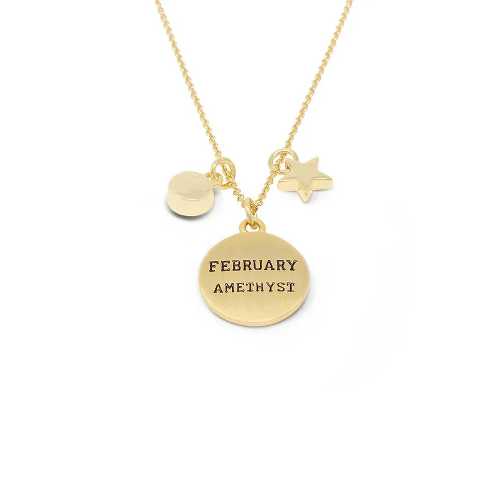 February Birthstone Gold Plated Necklace