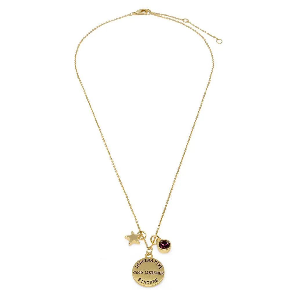 February Birthstone Gold Plated Necklace