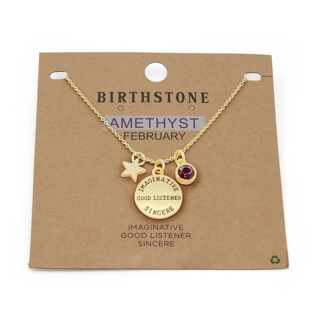 February Birthstone Gold Plated Necklace