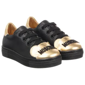 Black & Gold Leather Trainers