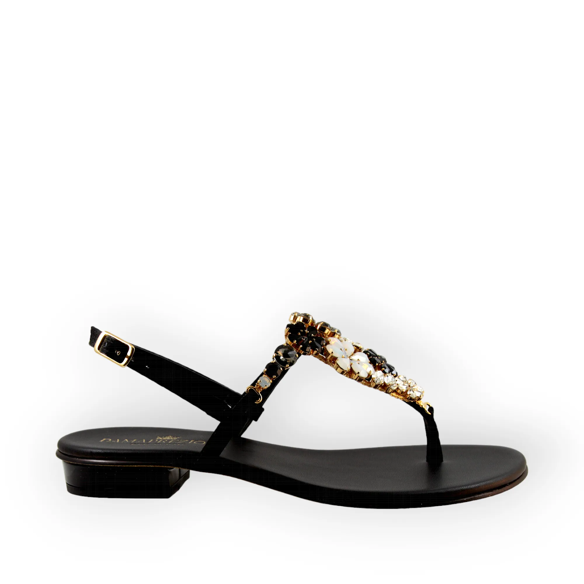 Black Crystal Sandals - Gilda