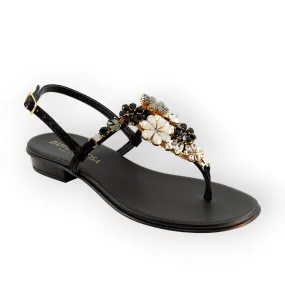 Black Crystal Sandals - Gilda