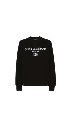 Black Jersey Sweatshirt with DG Embroidery.