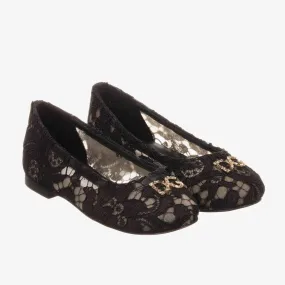 Black Lace Ballerina Pumps