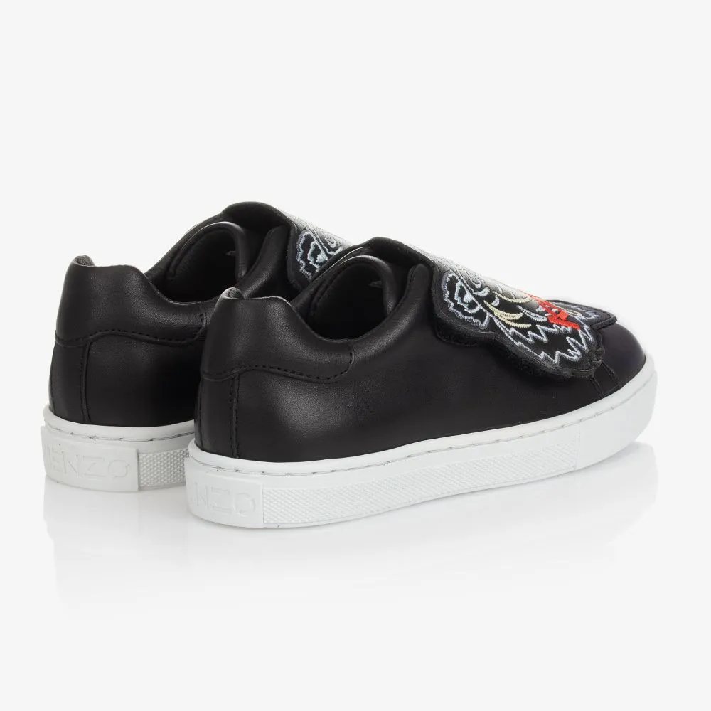 Black Leather Tiger Trainers