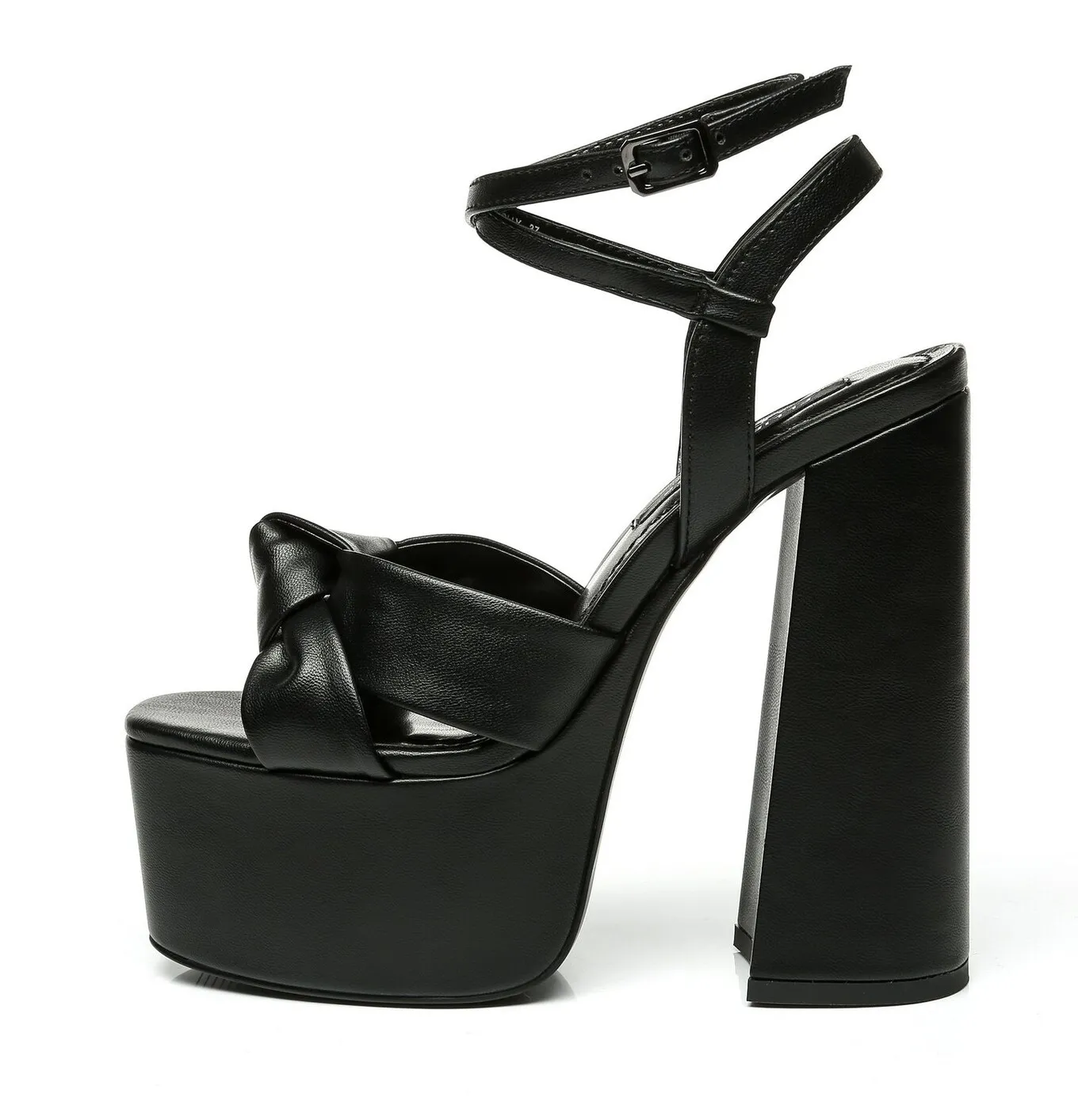 Black matte dolly sandals 16 cm platforms Ellie Taylor