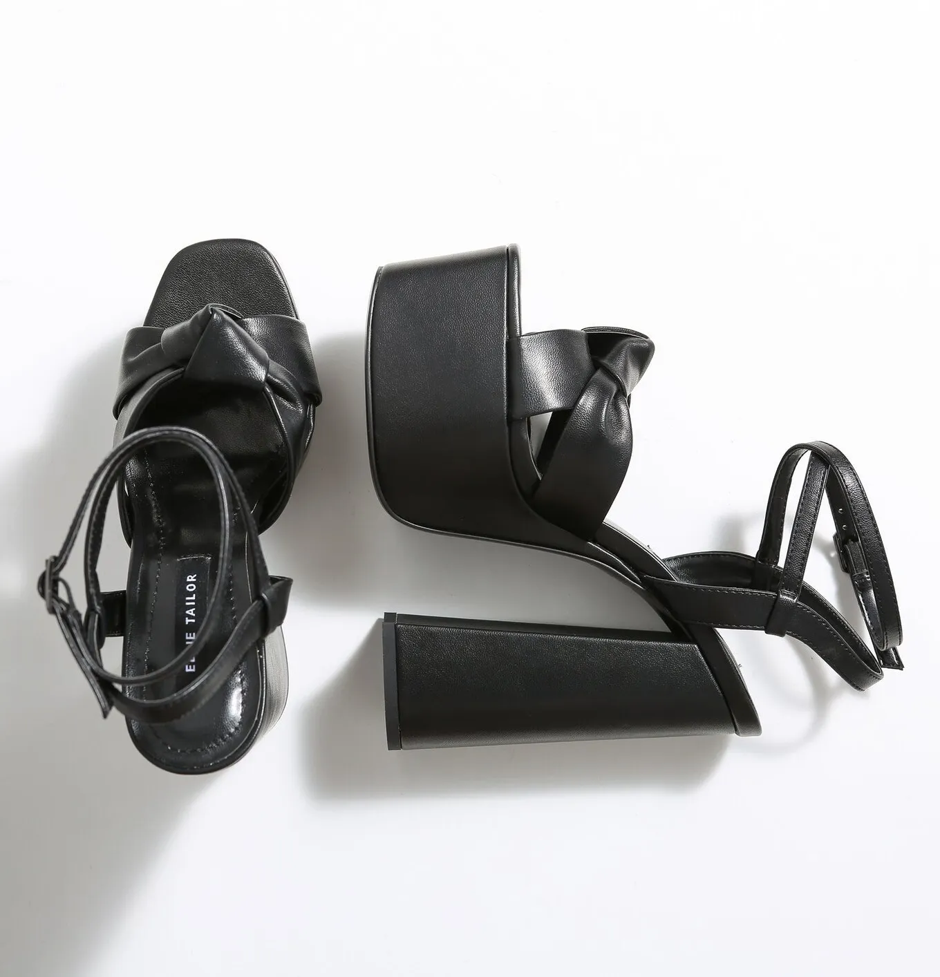 Black matte dolly sandals 16 cm platforms Ellie Taylor