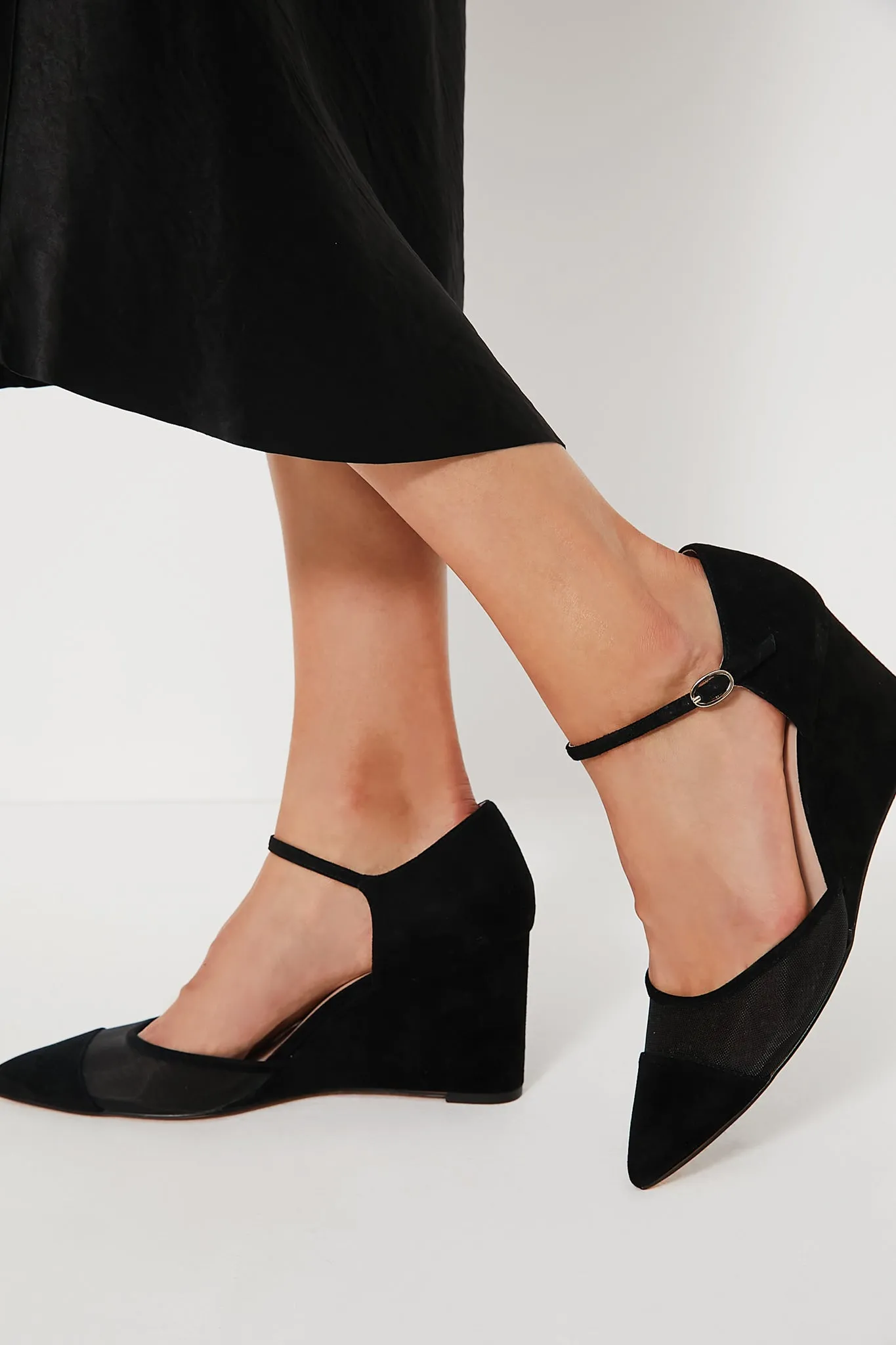 Black Mesh Darcy Wedges