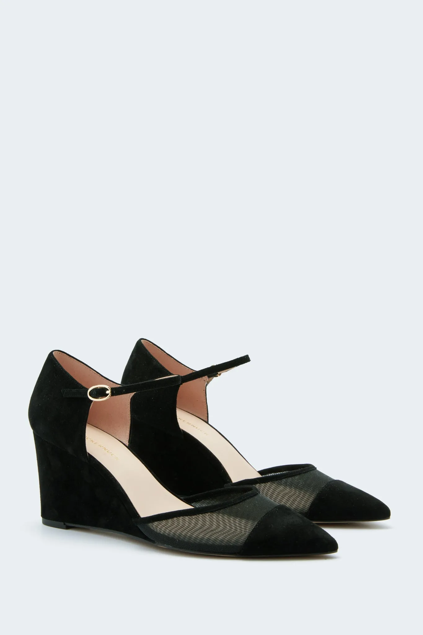 Black Mesh Darcy Wedges