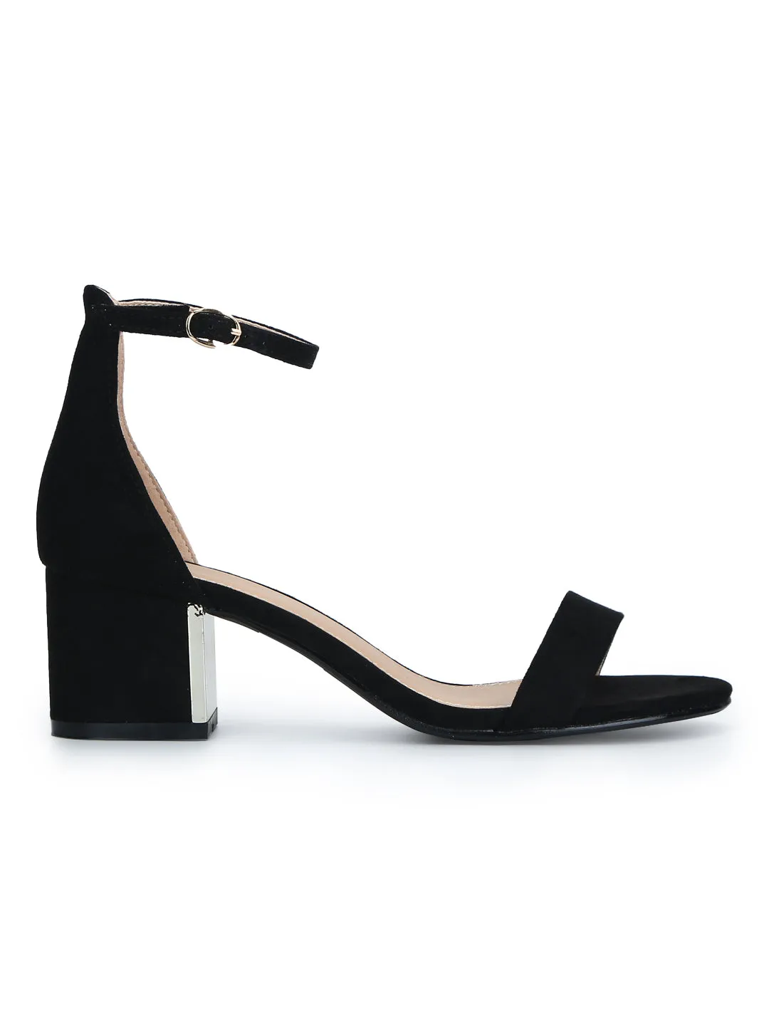 Black Micro Double Shaded Low Block Heels