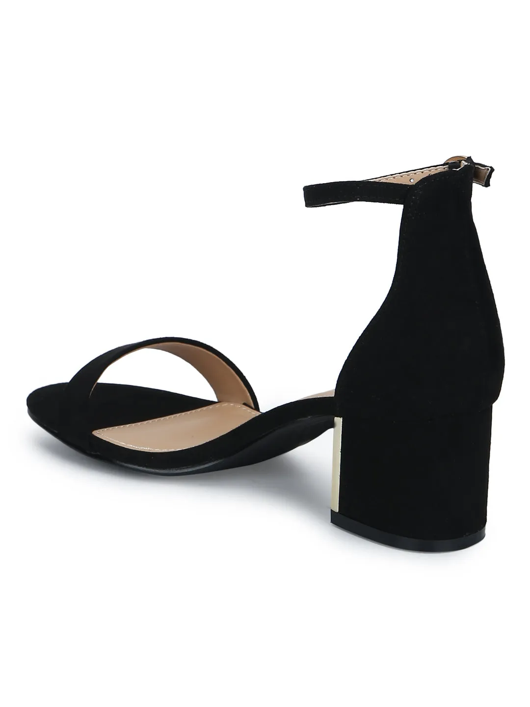 Black Micro Double Shaded Low Block Heels