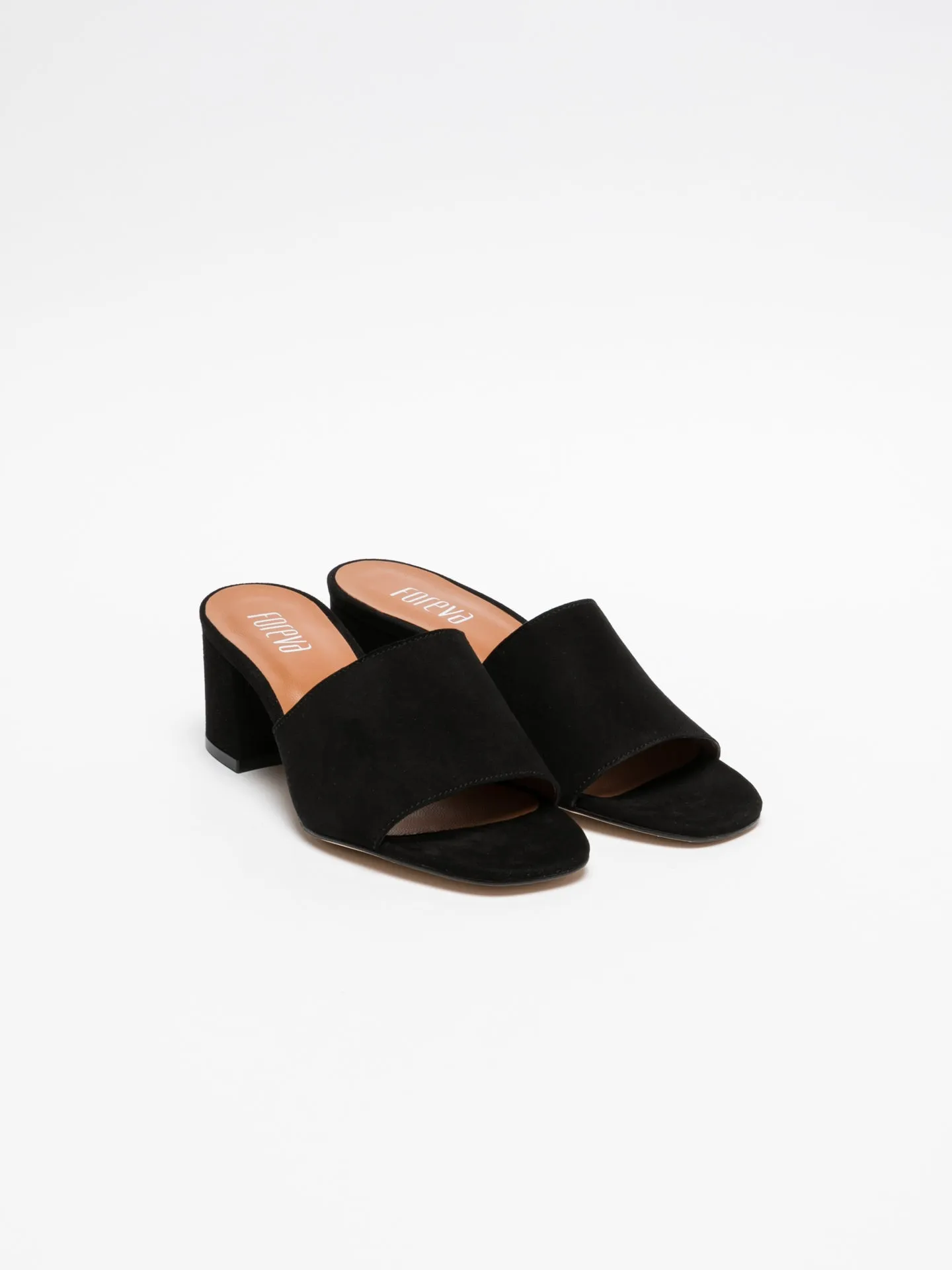 Black Open Toe Mules