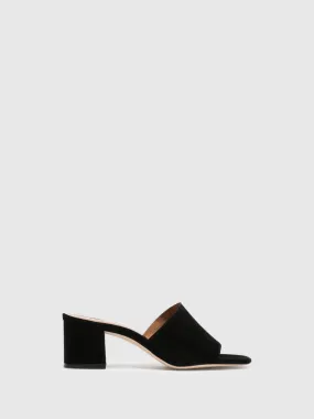 Black Open Toe Mules