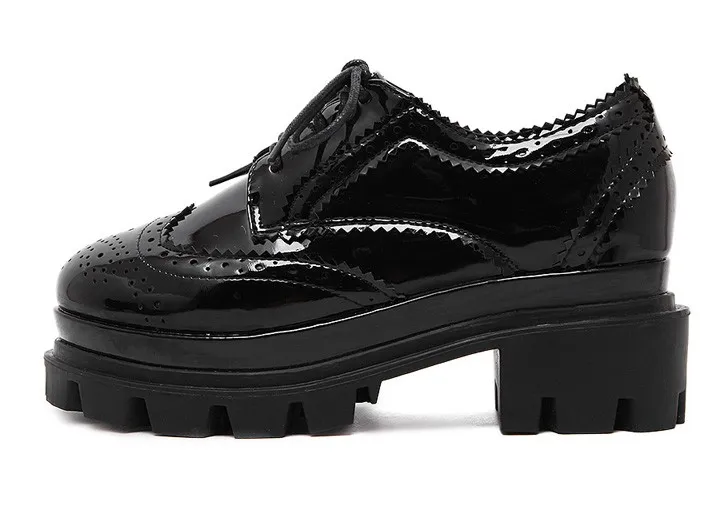 Black Patent Glossy Lace Up Platforms