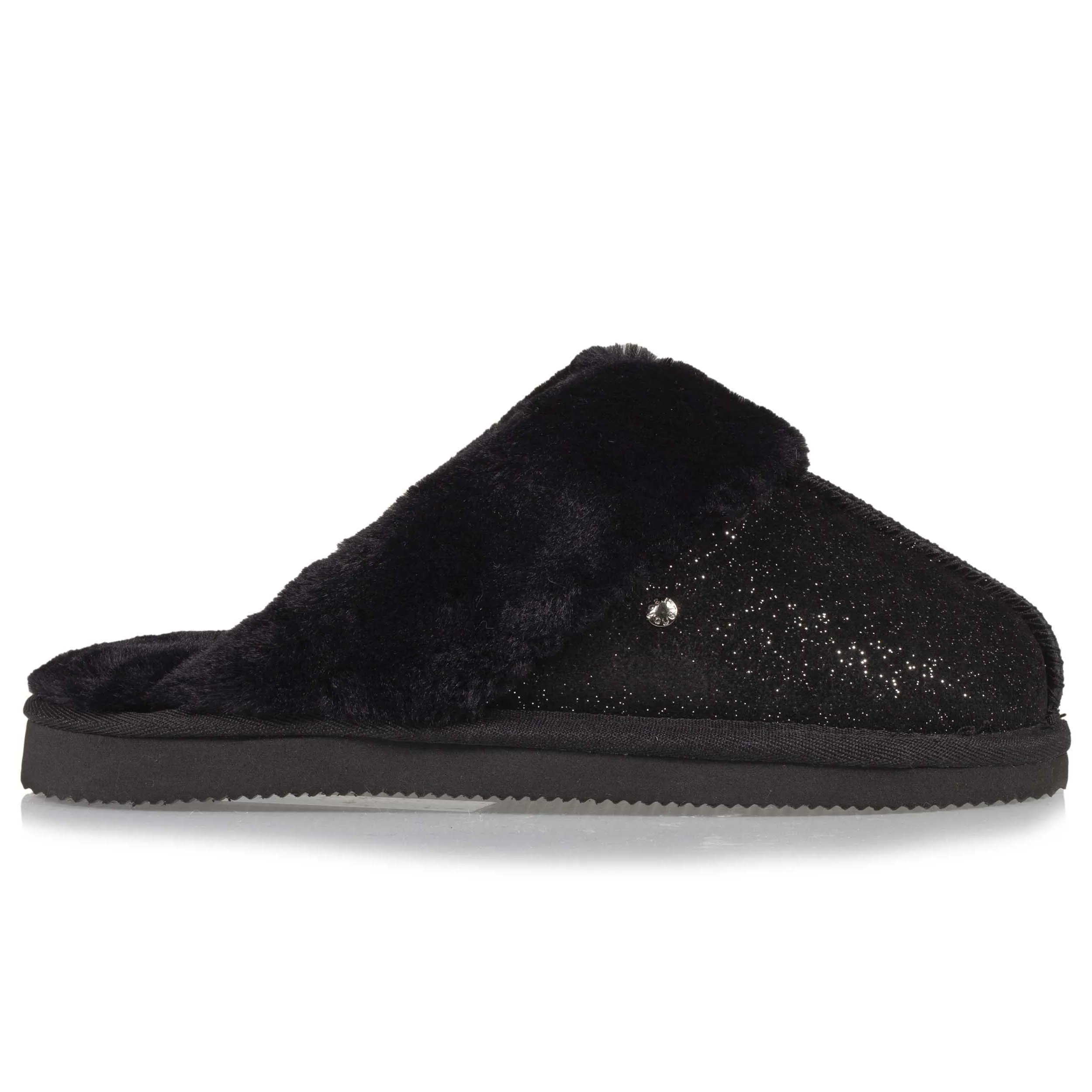 Black Pearl Women's Faux Fur Lined Mule Slippers