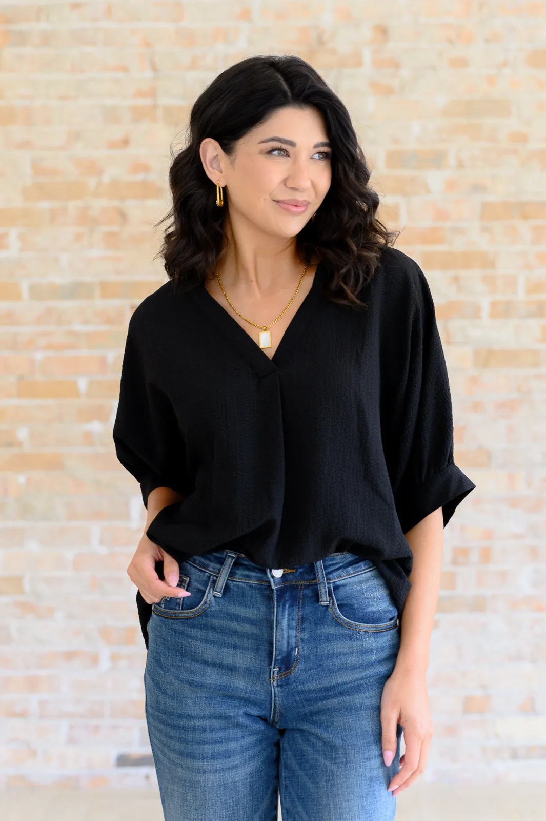 Black V-Neck Blouse Ready for Anything