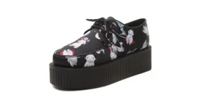 Black White Cartoon Lace Up Creepers Oxfords