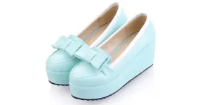 Blue Bow Platforms Ballets Flats Loafers